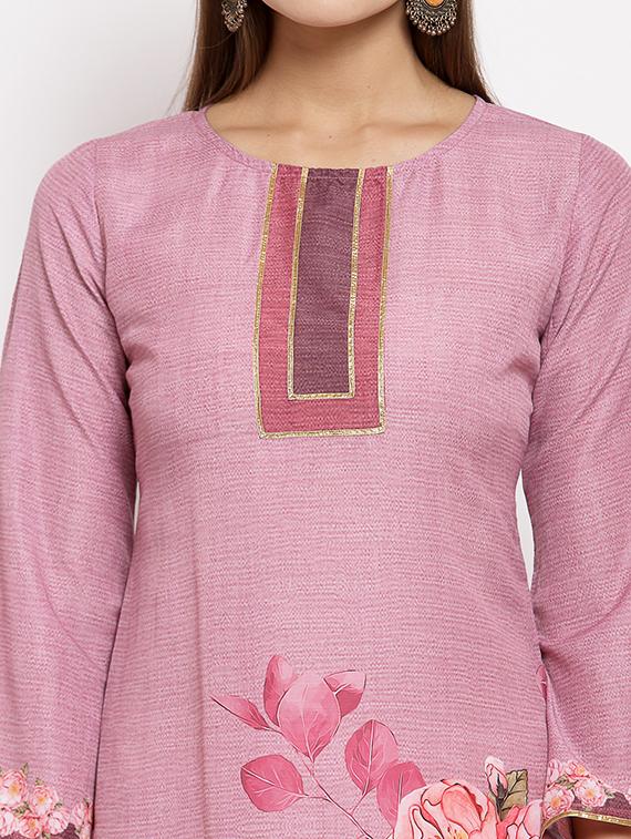 pink cotton straight kurta - 18015313 - Zoom Image - 4