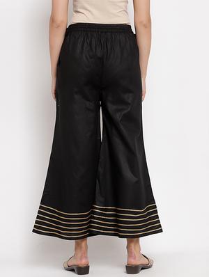 black solid flared palazzo - 18015317 - Standard Image - 3