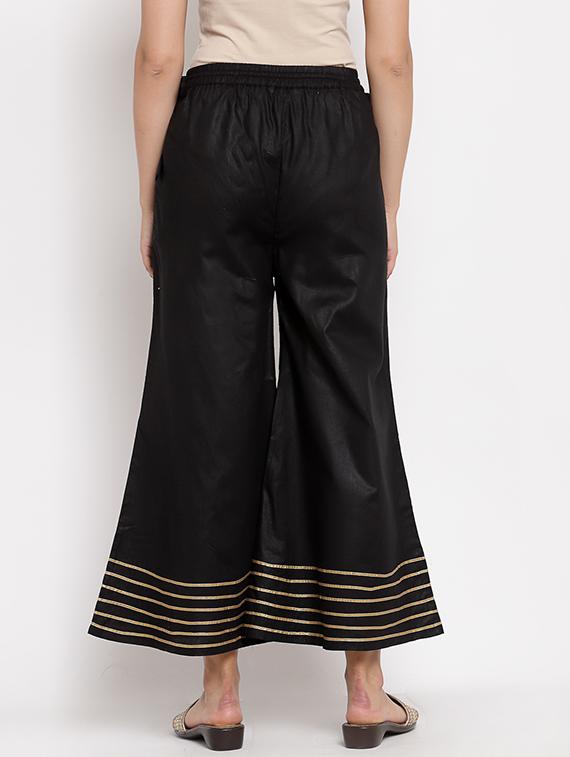 black solid flared palazzo - 18015317 - Zoom Image - 3