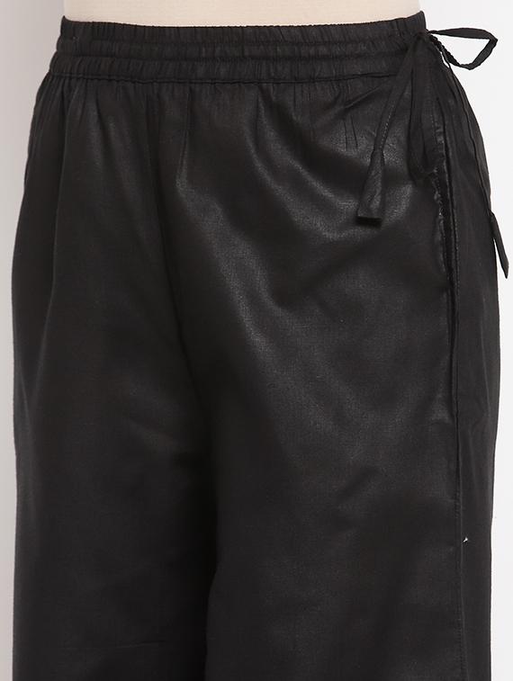black solid flared palazzo - 18015317 - Zoom Image - 5