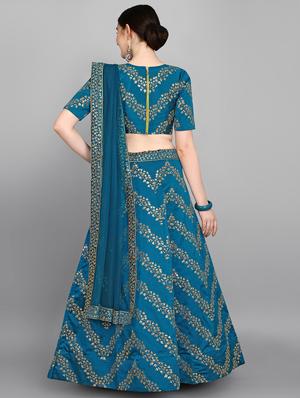 teal flared lehenga - 18015571 - Standard Image - 3
