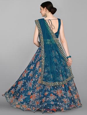 teal flared lehenga - 18015572 - Standard Image - 3