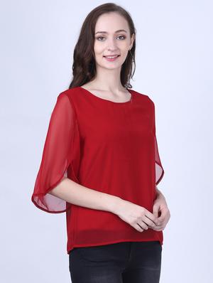 slit sleeved solid top - 18015749 - Standard Image - 2
