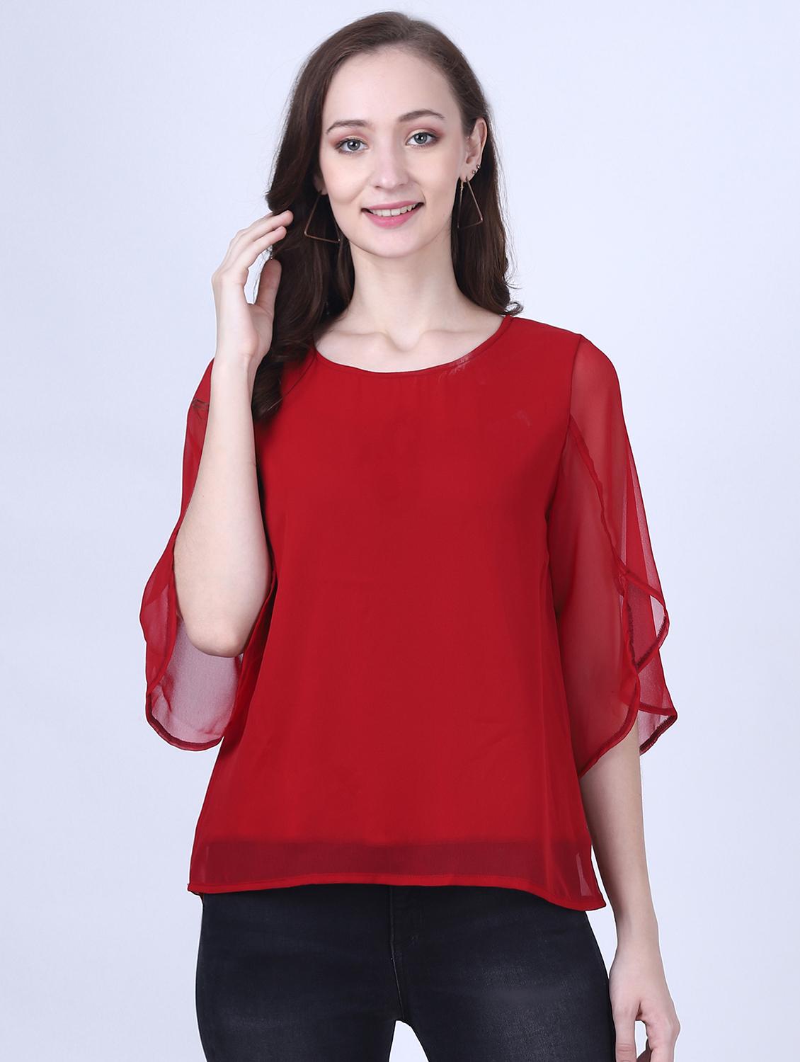slit sleeved solid top - 18015749 - Zoom Image - 1