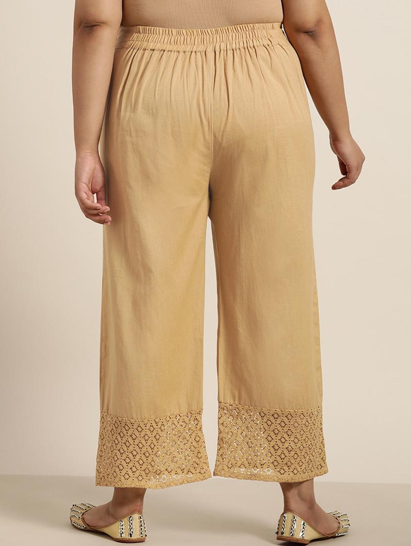 gold cotton palazzos - 18016070 - Zoom Image - 3