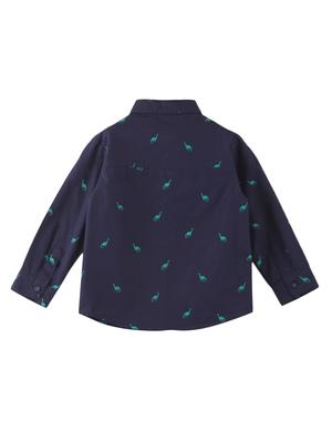 navy blue printed shirt - 18016082 - Standard Image - 2