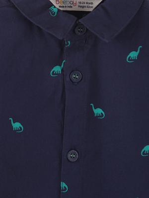 navy blue printed shirt - 18016082 - Standard Image - 3
