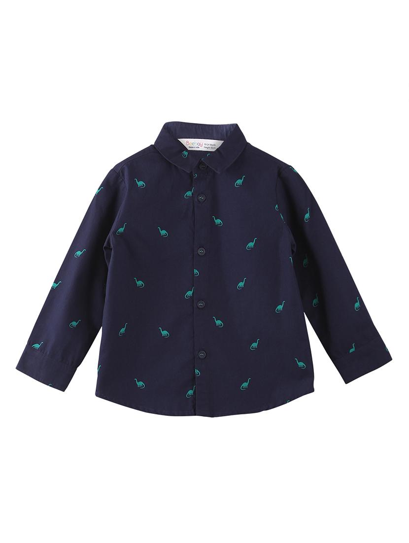 navy blue printed shirt - 18016082 - Zoom Image - 1
