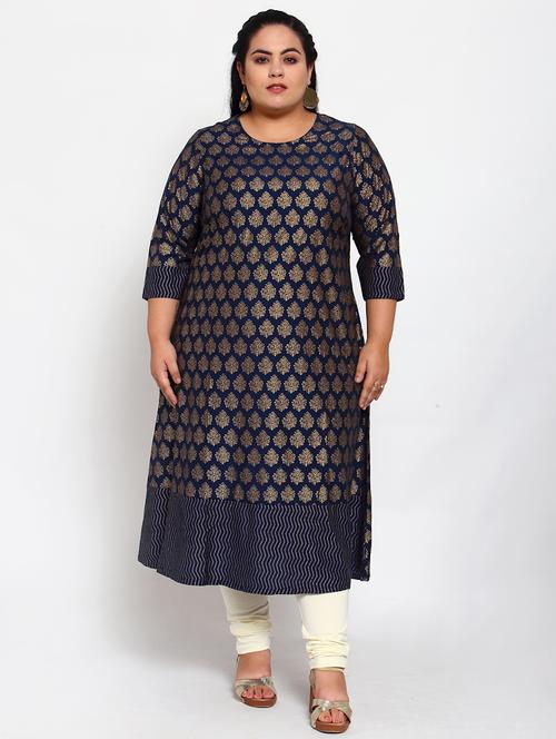 foil print straight kurta - 18016132 - Standard Image - 1