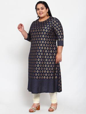 foil print straight kurta - 18016132 - Standard Image - 2