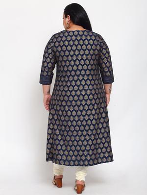 foil print straight kurta - 18016132 - Standard Image - 3