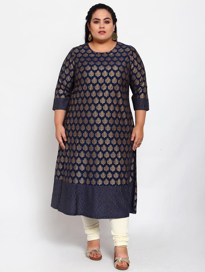 foil print straight kurta - 18016132 - Zoom Image - 1