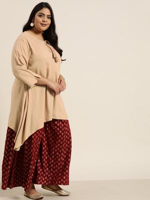 solid asymmetric kurta - 18016200 - Standard Image - 3