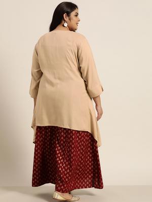 solid asymmetric kurta - 18016200 - Standard Image - 4