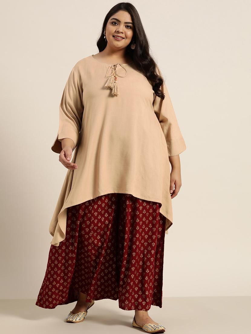 solid asymmetric kurta - 18016200 - Zoom Image - 2