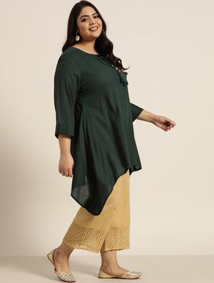 solid asymmetric kurta - 18016201 - Standard Image - 2