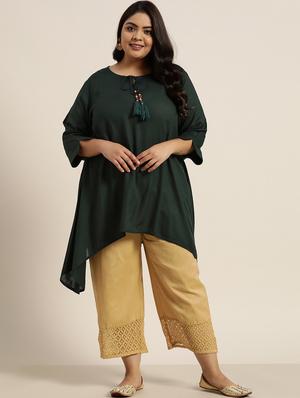 solid asymmetric kurta - 18016201 - Standard Image - 3