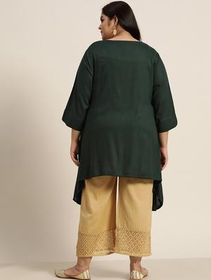 solid asymmetric kurta - 18016201 - Standard Image - 4