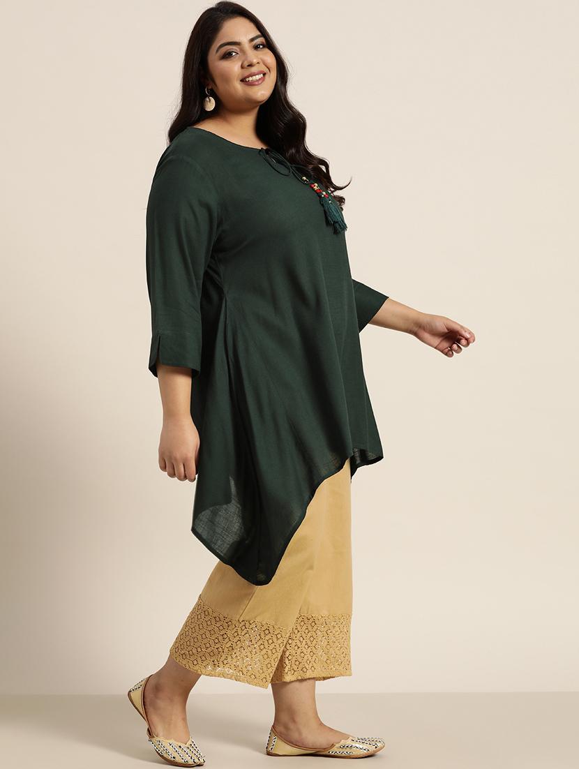 solid asymmetric kurta - 18016201 - Zoom Image - 2