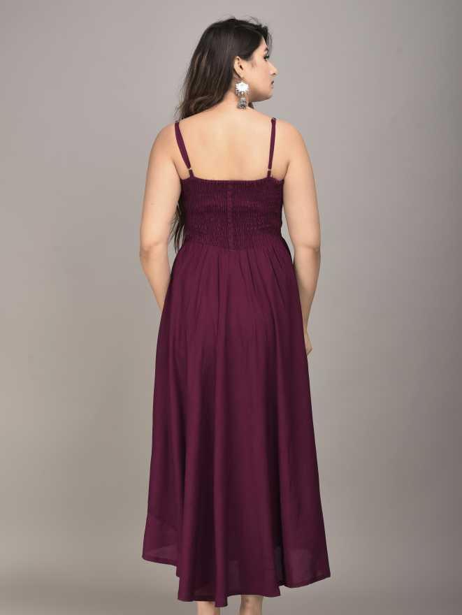 solid flared ethnic dress - 18016956 - Zoom Image - 2