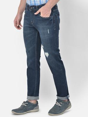 blue light washed ripped denim jeans - 18017654 - Standard Image - 2