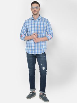 blue light washed ripped denim jeans - 18017654 - Standard Image - 4