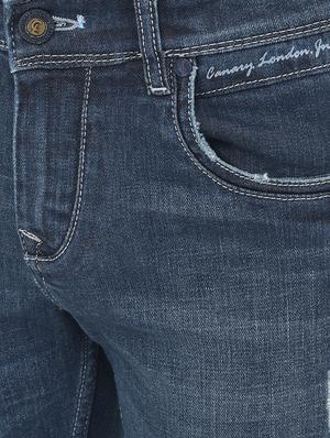 blue light washed ripped denim jeans - 18017654 - Standard Image - 5