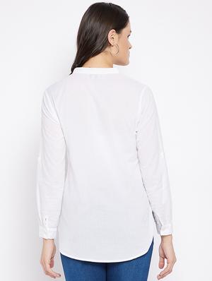 roll up sleeved high low shirt - 18018817 - Standard Image - 3