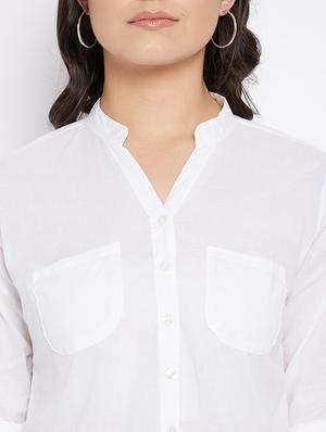 roll up sleeved high low shirt - 18018817 - Standard Image - 5