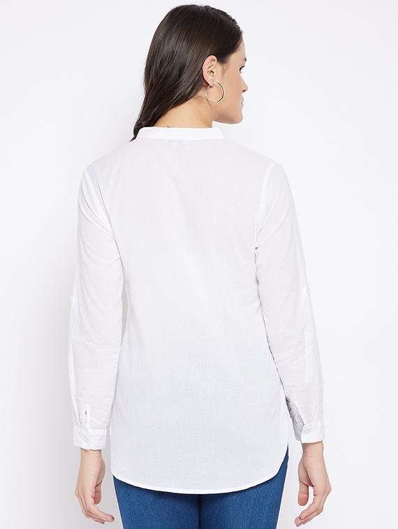 roll up sleeved high low shirt - 18018817 - Zoom Image - 3