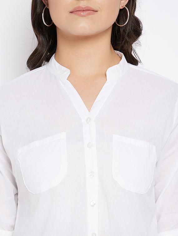 roll up sleeved high low shirt - 18018817 - Zoom Image - 5