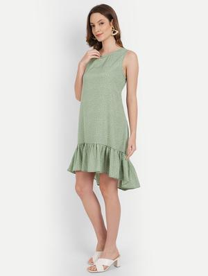 round neck polka dot high low dress - 18019887 - Standard Image - 2