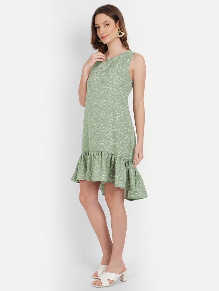 round neck polka dot high low dress - 18019887 - Zoom Image - 2