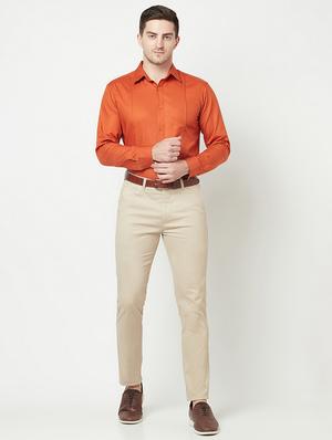 orange solid casual shirt - 18019923 - Standard Image - 4