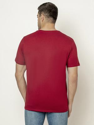 maroon round neck solid t-shirt - 18020077 - Standard Image - 3