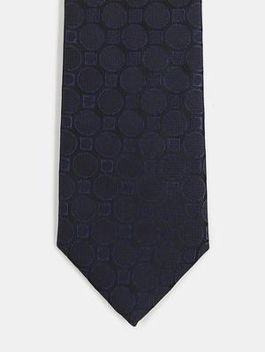 navy self textured tie - 18020676 - Standard Image - 2