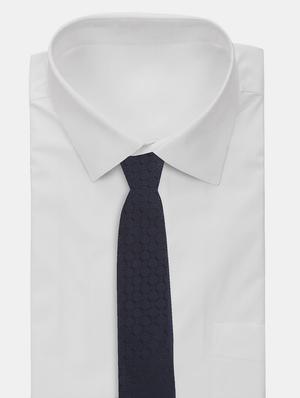 navy self textured tie - 18020676 - Standard Image - 4