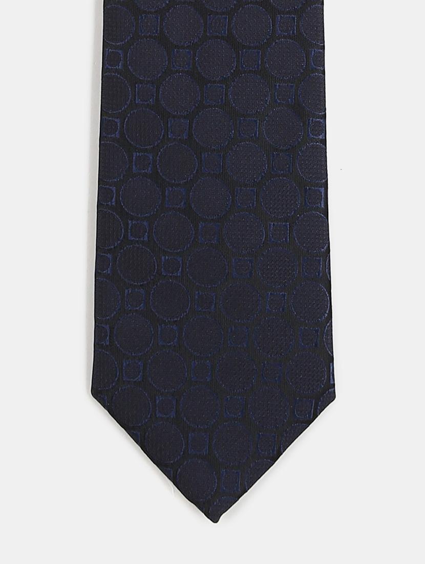 navy self textured tie - 18020676 - Zoom Image - 2