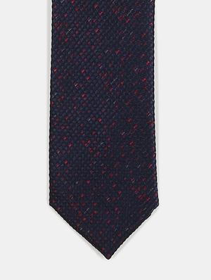navy self textured tie - 18020690 - Standard Image - 2