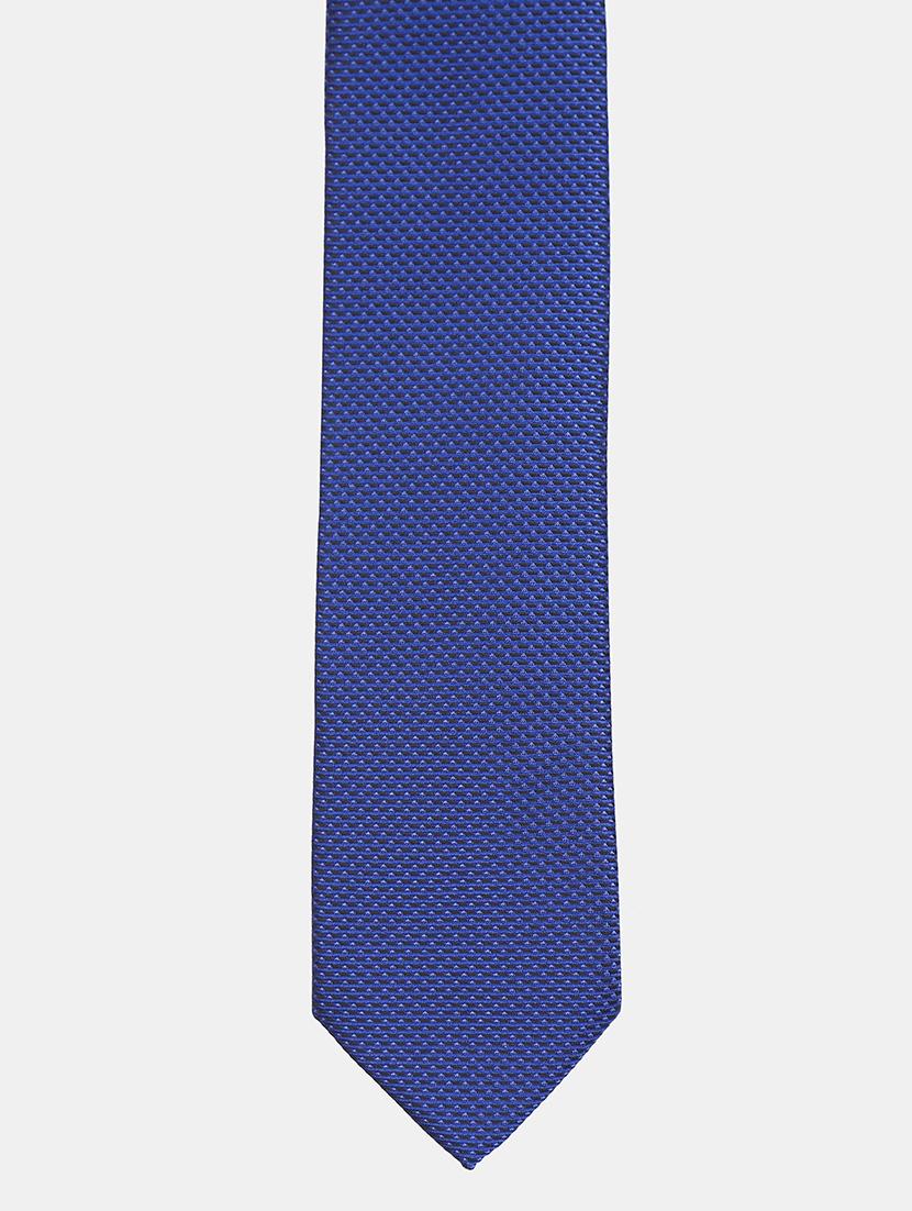 navy self textured tie - 18020691 - Zoom Image - 2