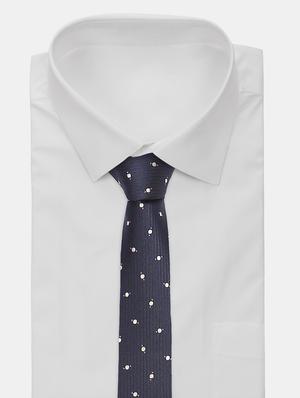 navy self textured tie - 18020694 - Standard Image - 4