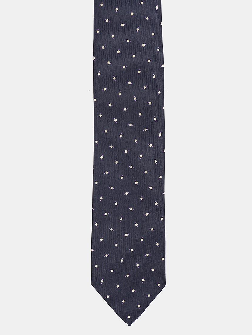 navy self textured tie - 18020694 - Zoom Image - 2