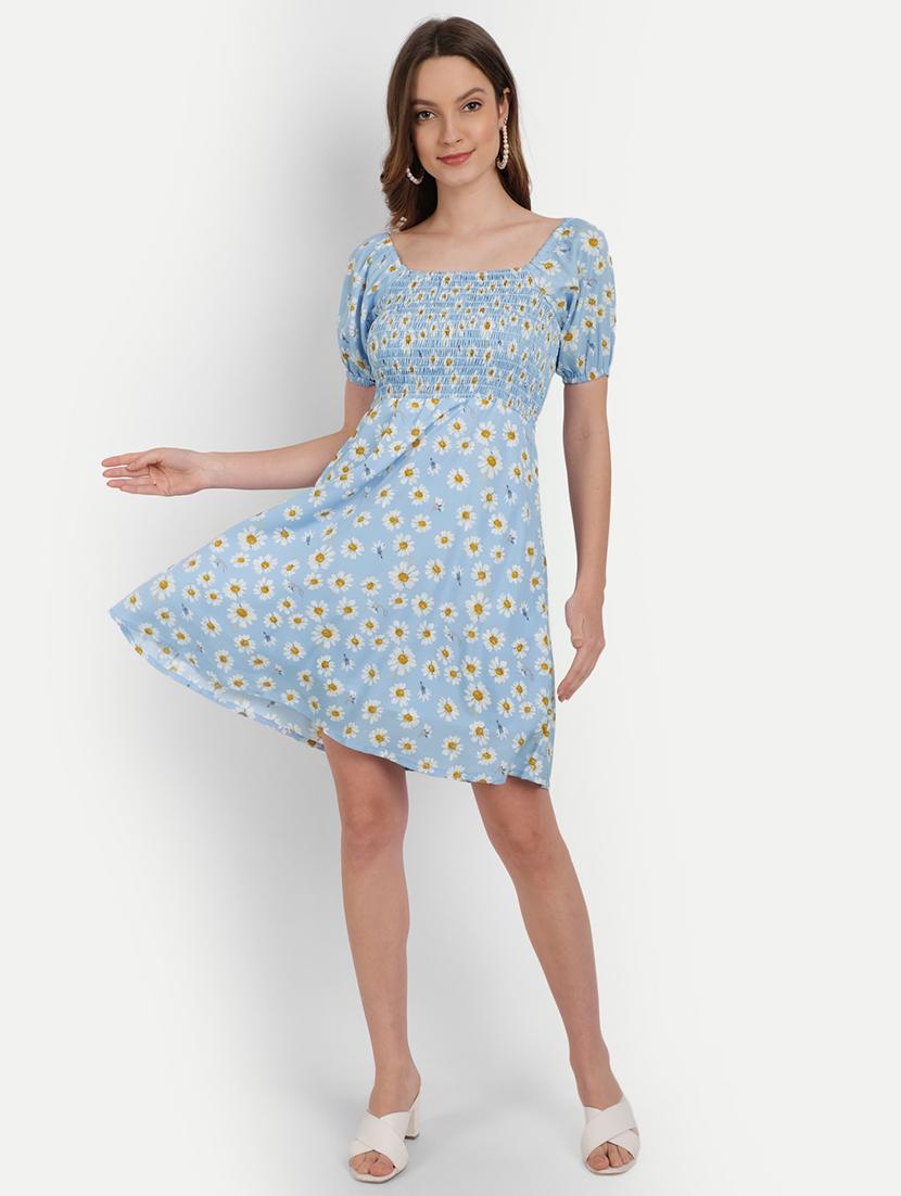 square neck floral skater dress - 18020727 - Zoom Image - 1