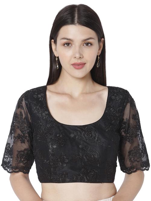 black net embroidered blouse - 18020764 - Very Small Image - 1