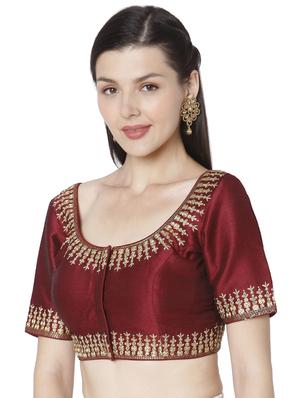 red raw silk embroidered blouse - 18020775 - Standard Image - 2
