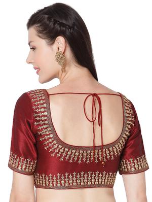 red raw silk embroidered blouse - 18020775 - Standard Image - 3