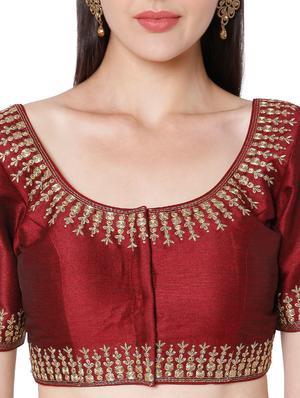 red raw silk embroidered blouse - 18020775 - Standard Image - 5