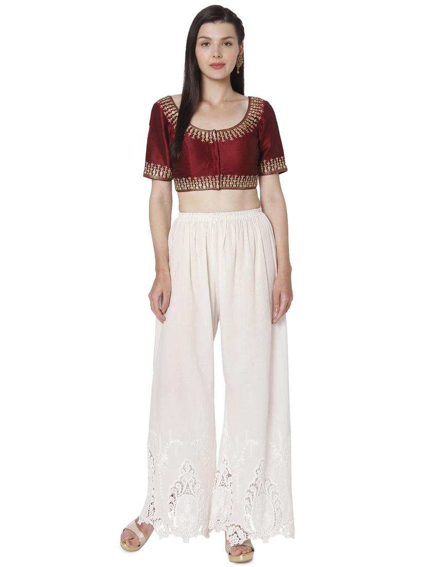 red raw silk embroidered blouse - 18020775 - Zoom Image - 4