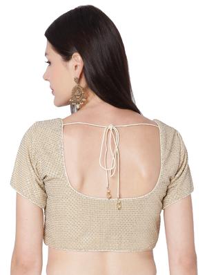 gold georgette embroidered blouse - 18020784 - Standard Image - 3