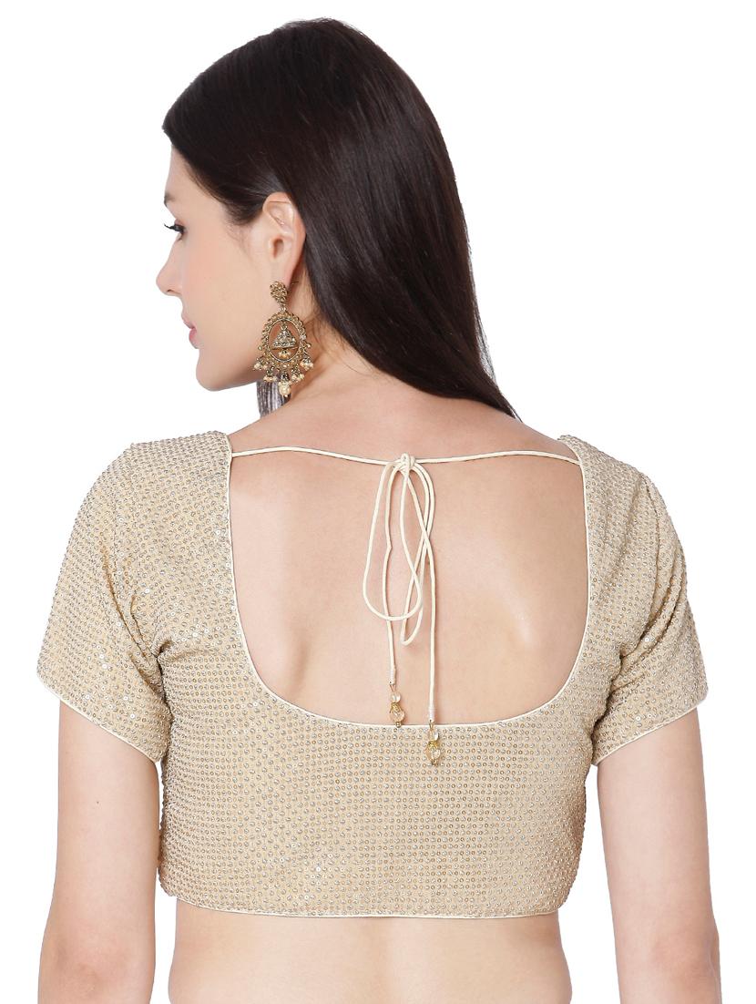 gold georgette embroidered blouse - 18020784 - Zoom Image - 3